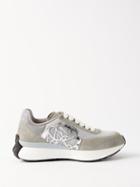 Alexander Mcqueen - Spirit Runner Embossed-logo Suede Trainers - Mens - Grey White