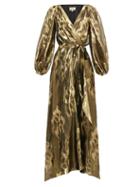 Matchesfashion.com Temperley London - Eda Silk Blend Lam Maxi Wrap Dress - Womens - Black Gold
