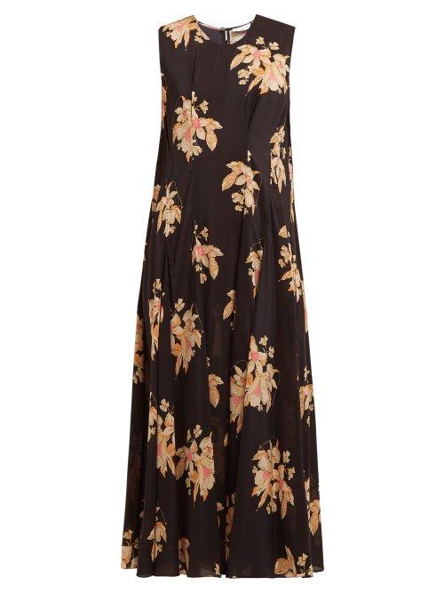 Matchesfashion.com Raey - Darted Vintage Floral Print Silk Dress - Womens - Black Print