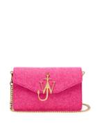 Matchesfashion.com Jw Anderson - Felt And Leather Logo Shoulder Bag - Womens - Pink