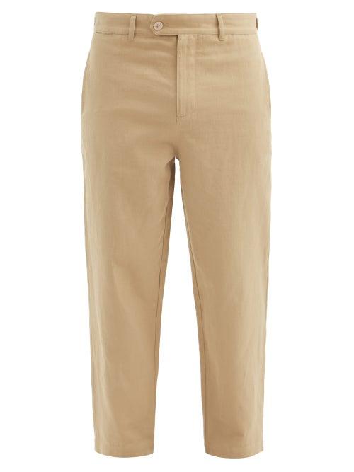 Matchesfashion.com Raey - Tapered-leg Cotton And Linen-blend Trousers - Mens - Beige