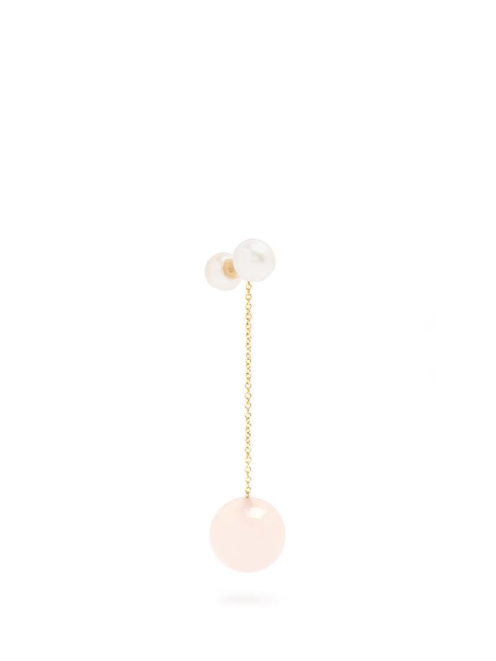 Delfina Delettrez Pearl, Rose-chalcedony & Yellow-gold Earring