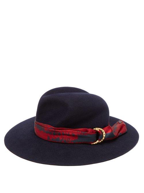 Matchesfashion.com Maison Michel - Yoshiko Rabbit Felt Hat - Womens - Navy