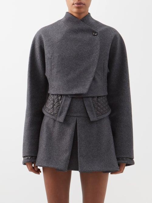 Maximilian Davis - Quilted-satin Trim Cropped Wool-blend Jacket - Womens - Charcoal