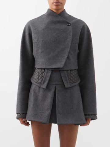 Maximilian Davis - Quilted-satin Trim Cropped Wool-blend Jacket - Womens - Charcoal