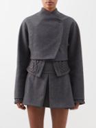 Maximilian Davis - Quilted-satin Trim Cropped Wool-blend Jacket - Womens - Charcoal