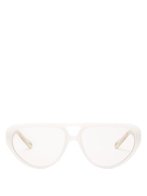 Matchesfashion.com Chlo - Willow Aviator Acetate Sunglasses - Womens - White