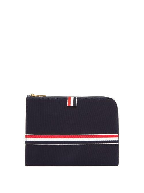Matchesfashion.com Thom Browne - Tri Colour Striped Canvas Pouch - Mens - Navy