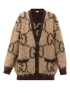 Matchesfashion.com Gucci - Gg-jacquard Mohair-blend Cardigan - Womens - Beige Multi