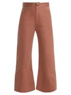 Matchesfashion.com Sea - Sailor Kick Flare Cotton Cropped Trousers - Womens - Pink