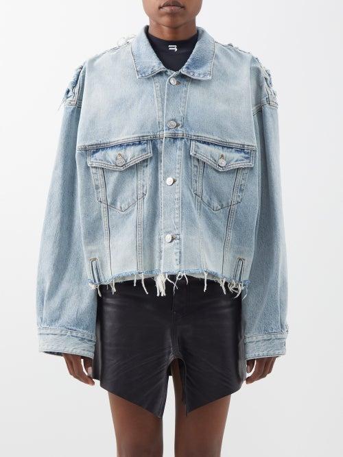 Balenciaga - Deconstructed Oversized Denim Jacket - Womens - Blue
