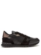 Matchesfashion.com Valentino - Camouflage Rockrunner Suede And Leather Trainers - Mens - Black Multi