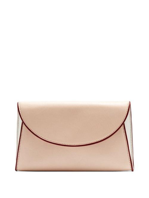 Matchesfashion.com Diane Von Furstenberg - Foldover Leather Clutch - Womens - Nude