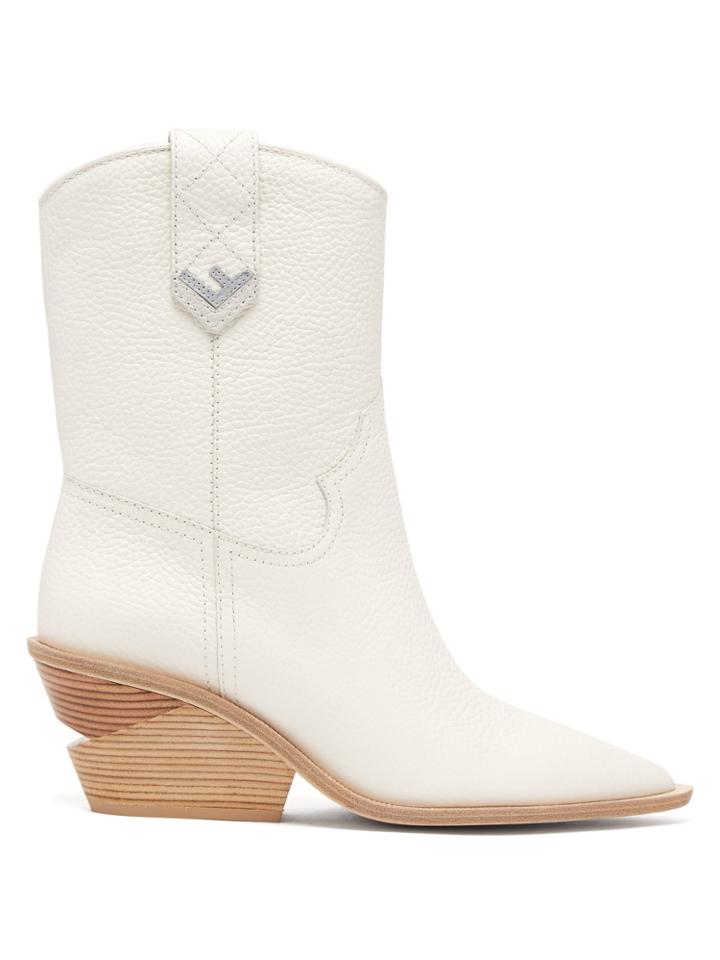 Fendi Western Leather Ankle Boots