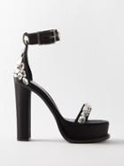 Alexander Mcqueen - 120 Crystal-embellished Satin Platform Sandals - Womens - Black Silver