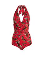 Dolce & Gabbana Butterfly-print Halterneck Swimsuit