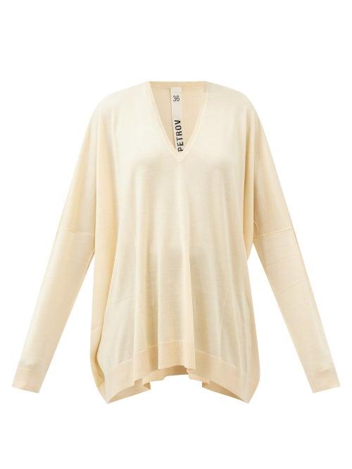 Petar Petrov - Edwin V-neck Cashmere-blend Sweater - Womens - Cream