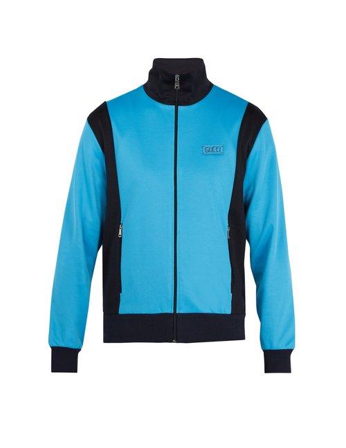 Matchesfashion.com Gucci - Contrast Panel Zip Through Sweatshirt - Mens - Blue