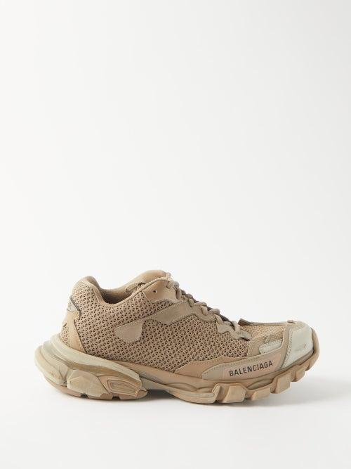 Balenciaga - Track.3 Mesh And Faux-leather Trainers - Womens - Dark Beige