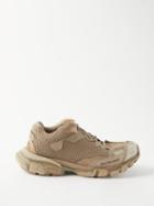 Balenciaga - Track.3 Mesh And Faux-leather Trainers - Womens - Dark Beige