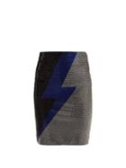 Matchesfashion.com Balmain - Lightning Bolt Crystal Embellished Mini Skirt - Womens - Black Multi