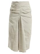Lemaire Ruched Cotton And Silk-blend Skirt