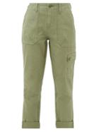 Matchesfashion.com Frame - Cropped Cotton Cargo Trousers - Womens - Khaki