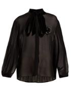 Fendi Crystal-embellished Pleated Georgette-crepe Blouse