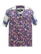 Matchesfashion.com Edward Crutchley - Short-sleeved Floral-print Silk Shirt - Mens - Purple Multi