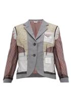 Matchesfashion.com Thom Browne - Inside Out Wool Blend Single Breasted Blazer - Womens - Grey Multi