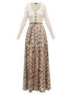 Matchesfashion.com Altuzarra - Pollie Belted Snakeskin-print Maxi Dress - Womens - Ivory