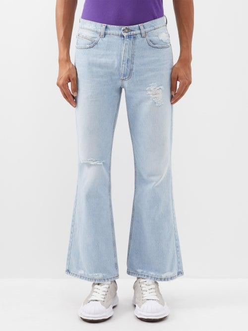 Erl - Distressed Flared-leg Jeans - Mens - Blue