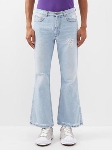 Erl - Distressed Flared-leg Jeans - Mens - Blue