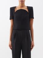 Roland Mouret - Structured-shoulder Wool-crepe Top - Womens - Black