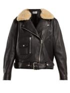 Matchesfashion.com Acne Studios - Shearling Collar Leather Biker Jacket - Womens - Black