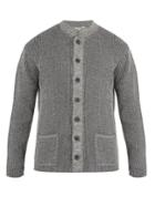 Inis Meáin Nehru Ribbed Wool And Silk-blend Cardigan