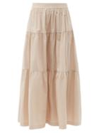 Matchesfashion.com Staud - Sea Tiered Cotton-blend Skirt - Womens - Light Beige
