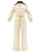 Gucci - Belted Wool-crepe Jumpsuit - Womens - Light Yellow