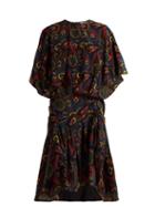 Matchesfashion.com Jw Anderson - Paisley Print Handkerchief Hem Silk Dress - Womens - Black Multi