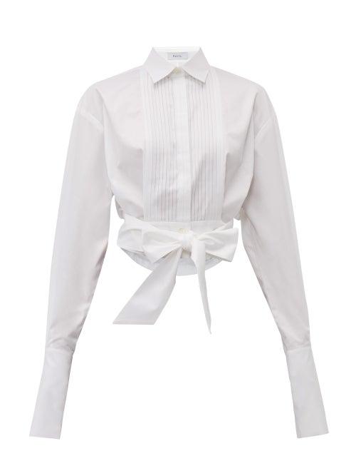 Matchesfashion.com Racil - Drew Pintuck Cropped Cotton Shirt - Womens - White