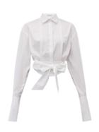Matchesfashion.com Racil - Drew Pintuck Cropped Cotton Shirt - Womens - White