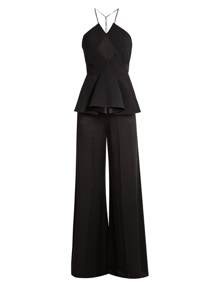 Roland Mouret Carlyle Halterneck Satin-crepe Jumpsuit