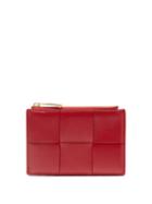 Bottega Veneta - Cassette Zipped Intrecciato-leather Cardholder - Womens - Dark Red