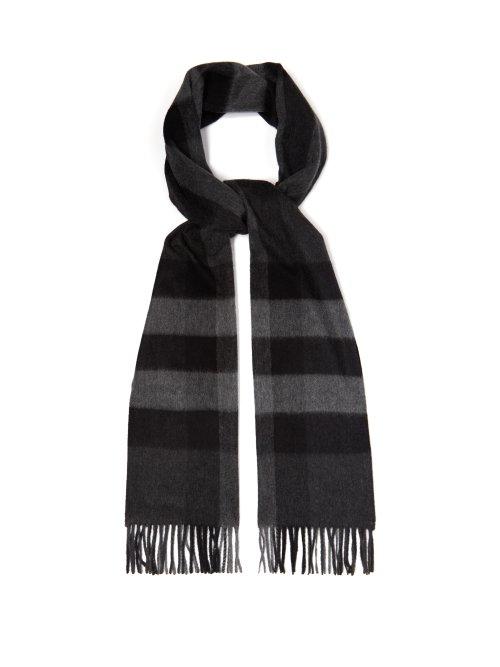 Matchesfashion.com Burberry - Half Mega Check Cashmere Scarf - Mens - Grey