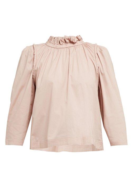 Matchesfashion.com Sea - Sienna Ruffled Cotton Blend Blouse - Womens - Light Pink