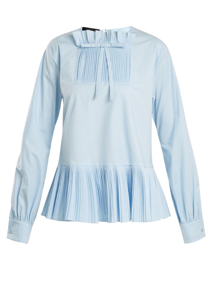 Rochas Pleated Balloon-sleeve Cotton-blend Blouse