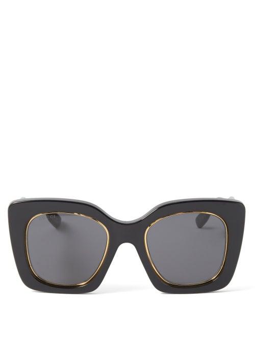Gucci - Butterfly Acetate Sunglasses - Womens - Black