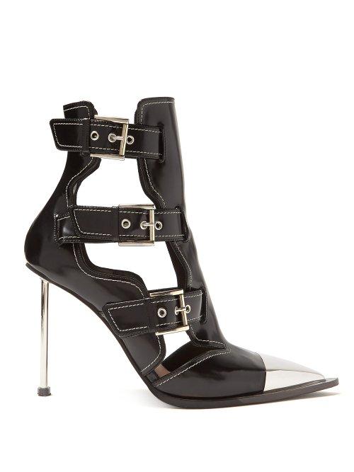 Matchesfashion.com Alexander Mcqueen - Toe Cap Leather Boots - Womens - Black