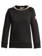 Matchesfashion.com 4 Moncler Simone Rocha - Faux Pearl Embellished Sweatshirt - Womens - Black