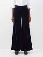Bella Freud - Bianca Velvet Wide-leg Suit Trousers - Womens - Dark Blue